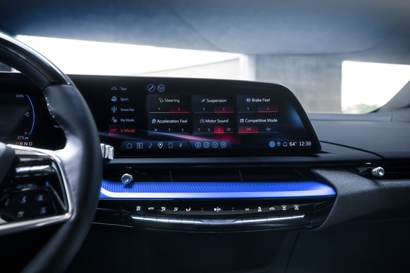 The 2026 OPTIQ-V Display Screen Displaying the V-Mode Settings | Moses Cadillac of Charleston in Charleston WV