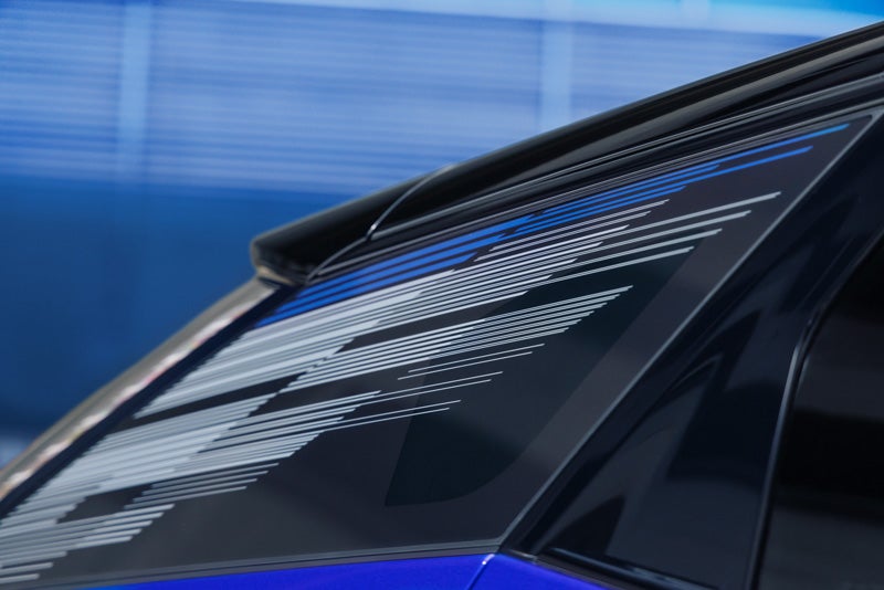 Close-up of the Modern Pattern on the 2026 OPTIQ-V Rear Quarter Glass | Moses Cadillac of Charleston in Charleston WV